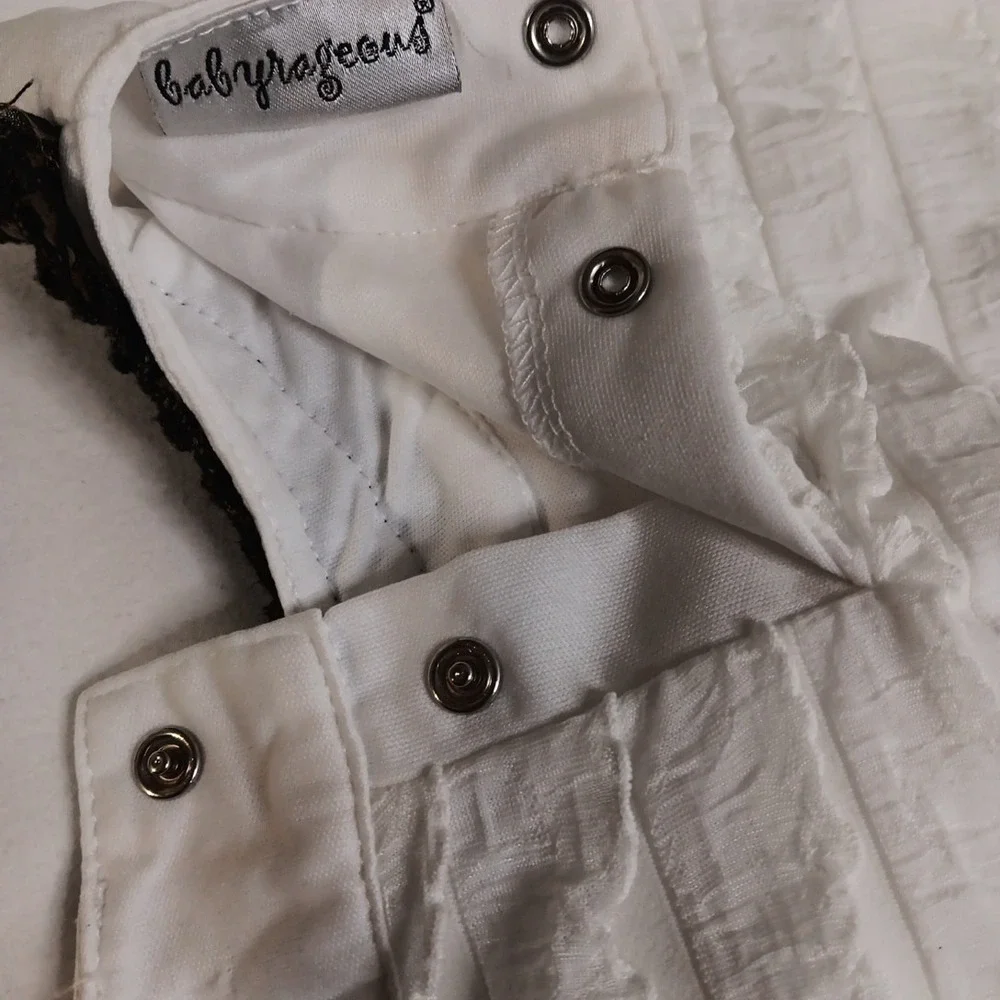 Babyrageous One Piece Outfit Girl's Sz‎ 9M White Layered Ruffles w/Animal...